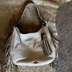 Coach Fringe Tassel Shoulder Bag White